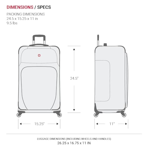SwissGear Sion Softside Expandable Luggage, Black, Checked-Large 29-Inch