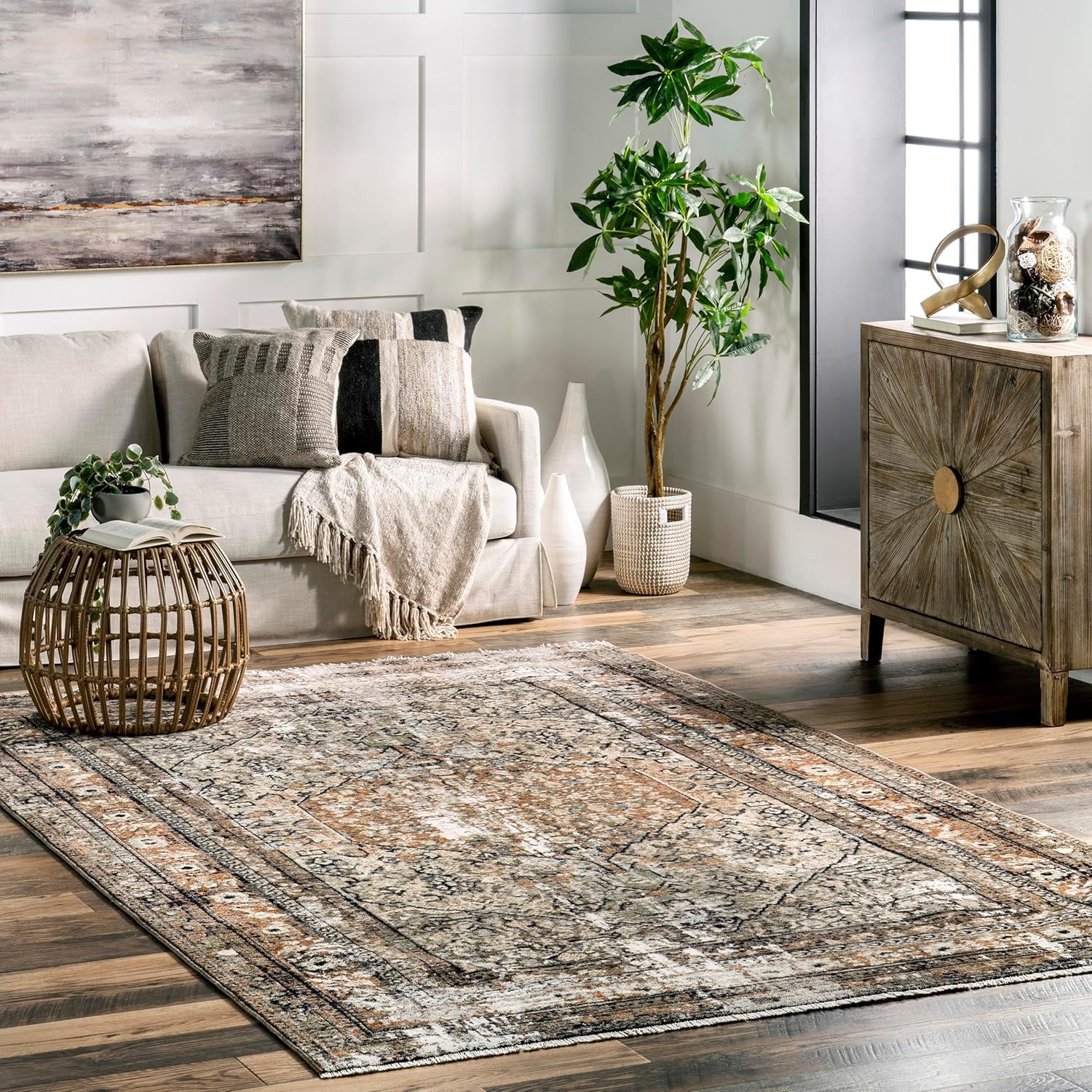 nuLOOM Fringed Performance Indoor Area Rug, Power Loomed, Easy Clean, Durable, Non-Shed, 12' x 16', Charvi