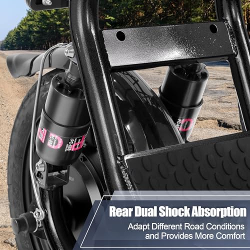 Caroma Peak 500W/800W/1200W Electric Scooter with Seat, Max 15/20/30Miles Range&20MPH, 14" Tires Foldable Adult Electric Scooter with Basket for Pets & Cargo, Dual Shock Absorbing Ebike for Commuting