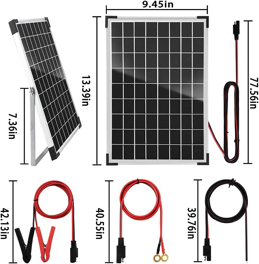 SUNSUL 30 Watt 12V Solar Panel Kit Battery Maintainer Trickle Charger, with Waterproof 5A 12V/24V PWM Solar Charge Controller and Adjustable Solar Panels Mount Rack Bracket (30 Watt with Accessories)