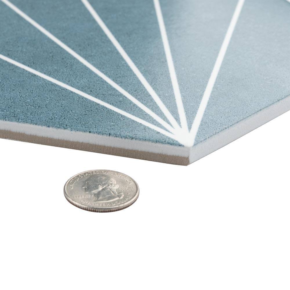 EliteTile Aster Hex Azul Encaustic 8-5/8 in. x 9-7/8 in. Porcelain Floor and Wall Tile (11.56 Sq. ft./Case)
