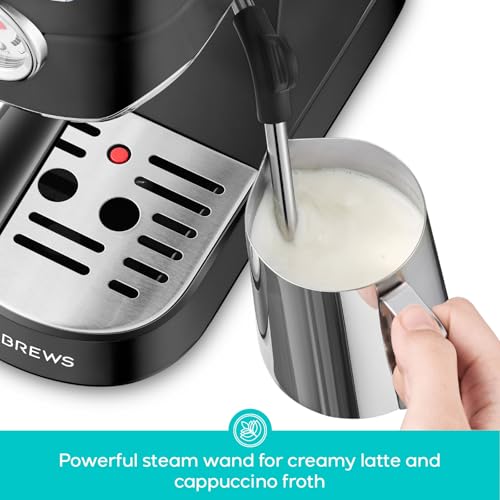 CASABREWS CM5418 Espresso Machine 20 Bar, Compact Espresso Maker with Steam Milk Frother, Stainless Steel Coffee Machine with 34oz Removable Water Tank for Cappuccino, Latte, Silver