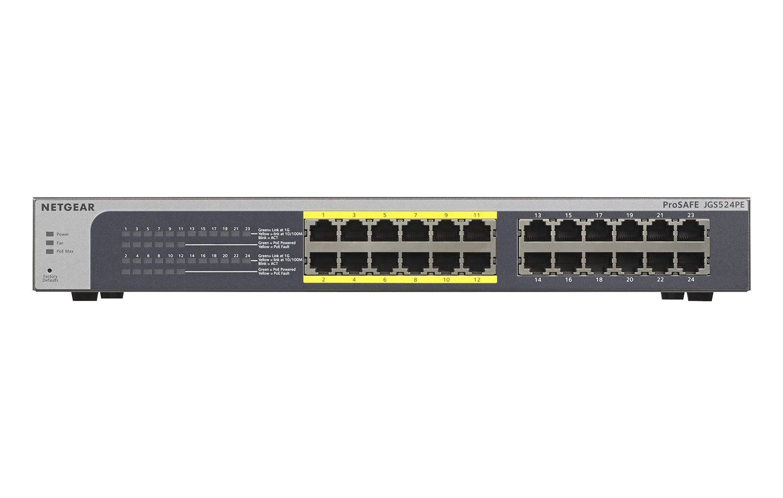Netgear 24-Port Gigabit PoE Plus Network Switch Ethernet JGS524PE