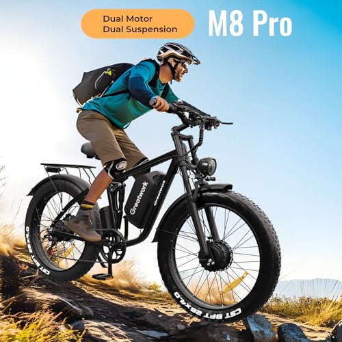 Dual Motor Electric Bike for Adults, 52V 4000/5000W Peak Motor, 40/45MPH, 1300Wh Battery, Up to 100 Miles Range, 26" x 4.0 Fat Tire Ebike with 7-Speed, Suspension, Turn Signals and Dual Disc Brakes