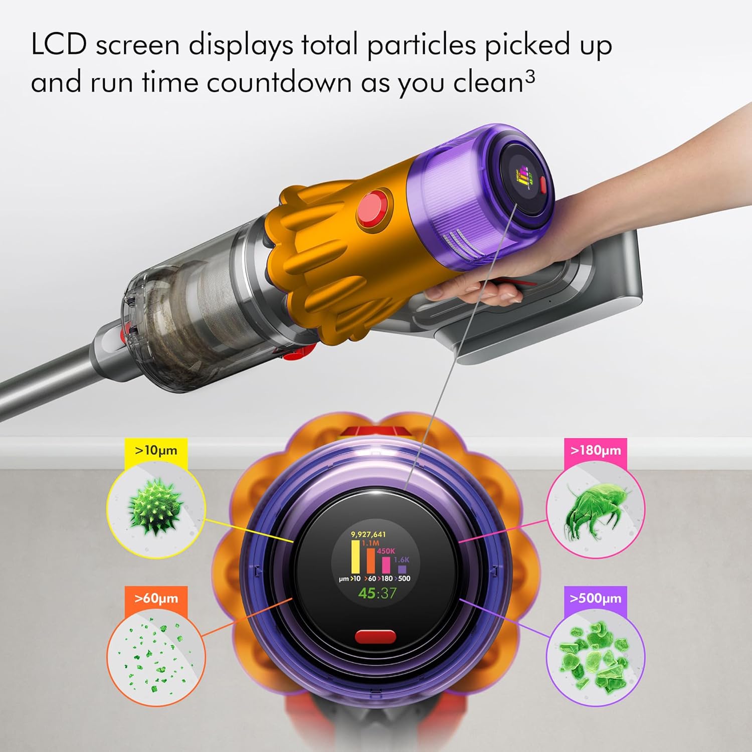 Dyson V12 Detect Slim Cordless Vacuum Cleaner,Yellow/Iron (Renewed), Large