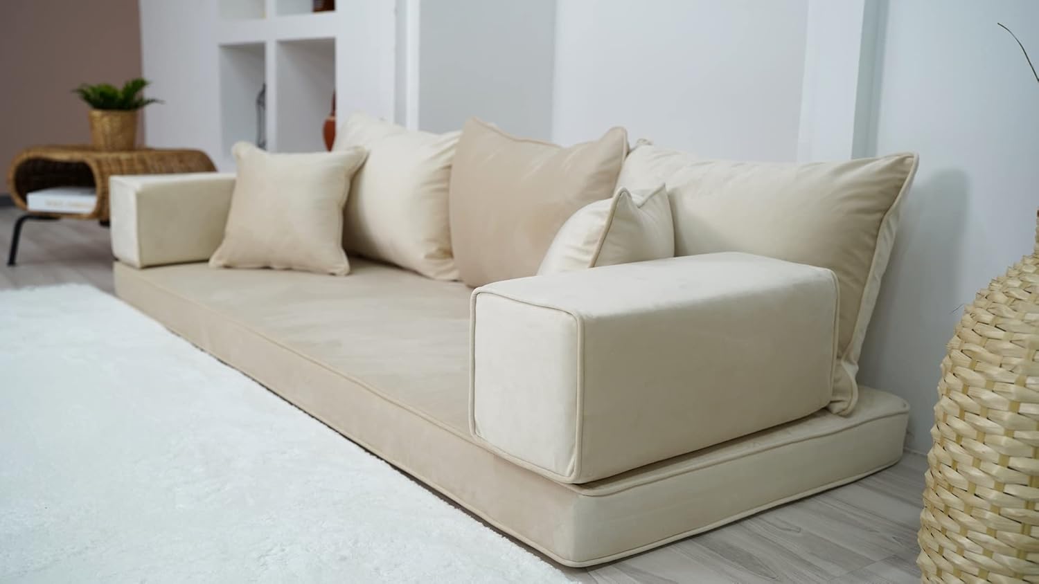 4" Thickness Velvet Floor Seating, Sectional Sofa, Velvet Floor Sofa, Meditation Sofa, Custom Cushion, Customizable Cushion, Floor Couches (4'' Thickness Sofa)