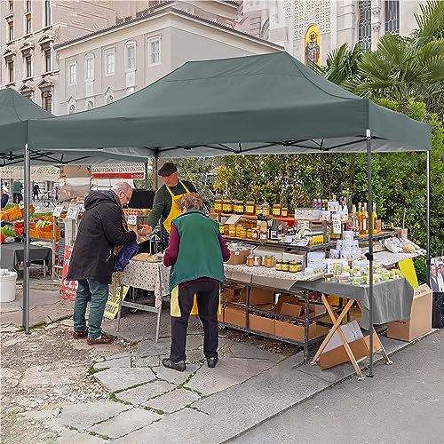 Tooluck 10x20 Heavy Duty Pop up Canopy with 6 sidewalls, Easy Set-up Commercial Heavy Duty Tent, Waterproof Outdoor party Wedding tent canopy, 3 heigh adjustable Gazebo with wheeled bag(Upgrade Frame)