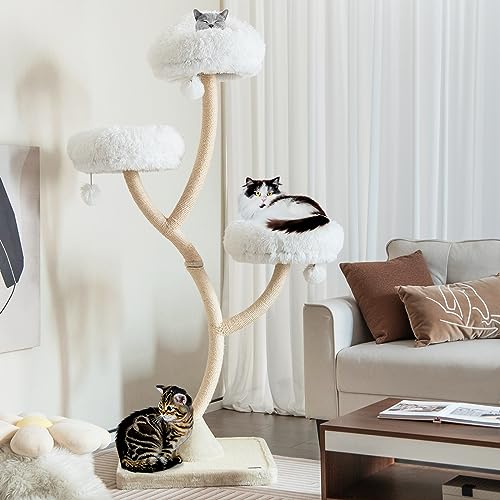 PETSITE 70" Tall Cat Tree, Cat Tower with Scratching Posts and Board, Multi-Level Cat Tower for Large Cats 20 lbs+ with 3 Cozy Perches and Dangling Balls, Modern Cat Tree for Indoor Cats Large Adult