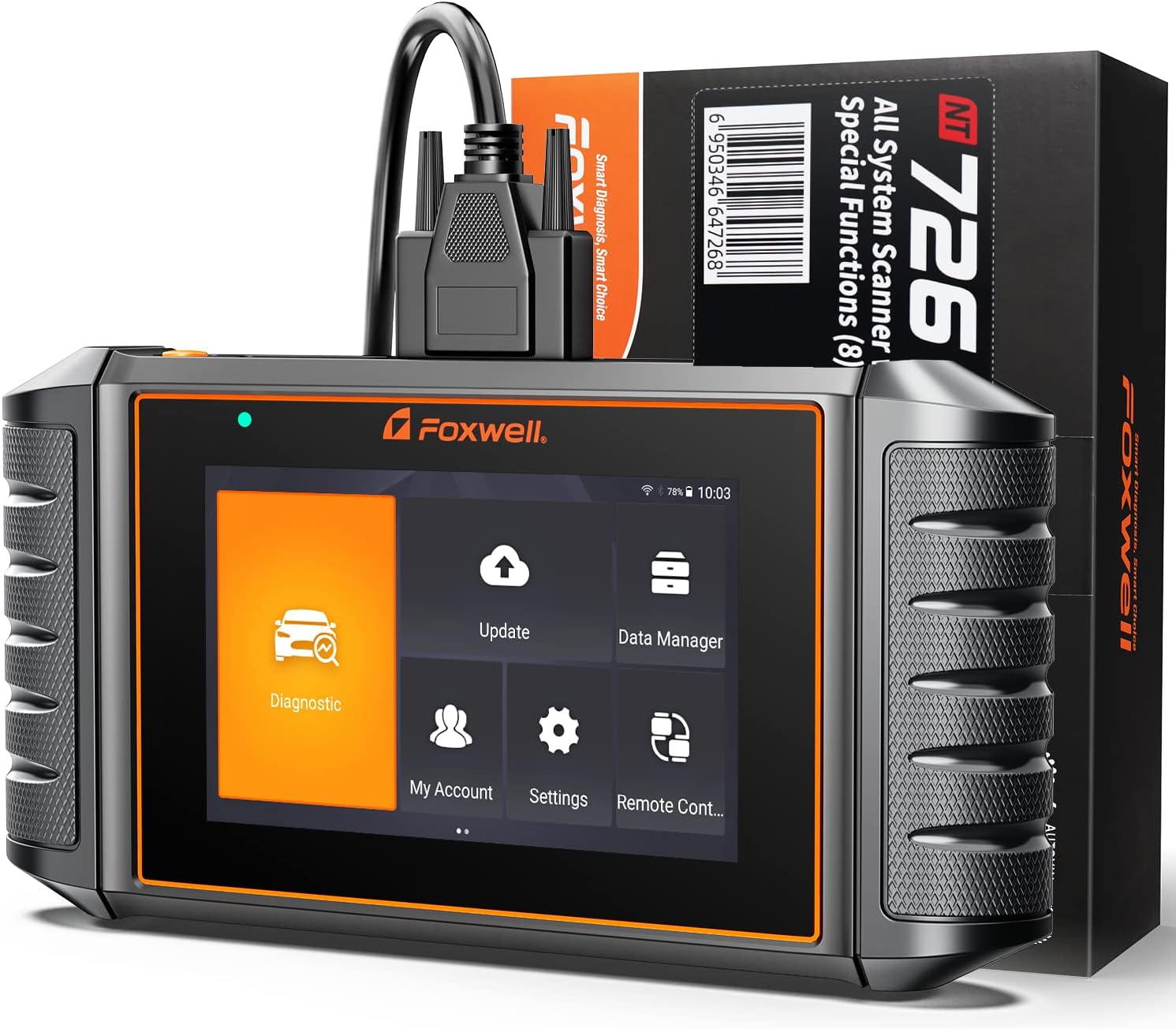 FOXWELL Scanner-NT726 All System Diagnostic Scanner with 8 Service Reset,ABS Bleeding Scan Tool with Oil Light Reset/EPB/SAS/TPMS/Throttle Relearn, Code Readers Scan Tools for All Cars
