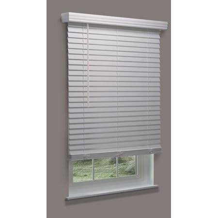 Linen Avenue Custom Cordless Outside Mount Faux Wood Blinds, 68 W x 48 H, White