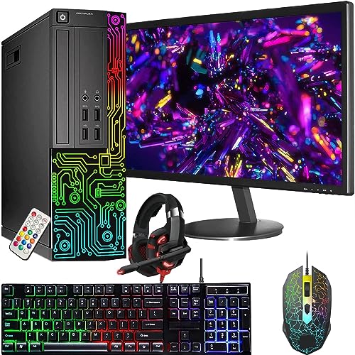 Dell Gaming OptiPlex Desktop RGB Computer PC, Intel Core i7, GeForce GT 1030 2GB GDDR5, 16GB RAM, 512GB SSD, 24 Inch HDMI Monitor, Keyboard Mouse and Headset, WiFi, Windows 10 Pro (Renewed)