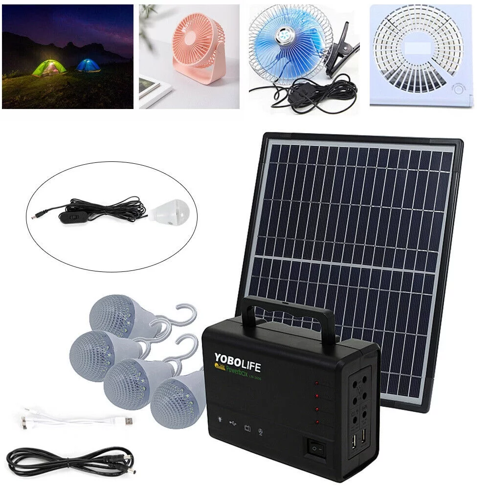 AC 110-220V Portable Solar Generator with Solar Panel,Included 4 Sets LED Lights,Solar Power