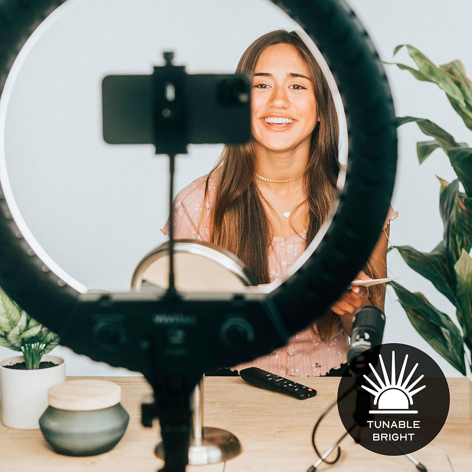 Vivitar LED Ring Light with Stand, 18 Inch Adjustable Brightness Ring Light with Tablet Holder and Wireless Remote, Portable Lighting for Photo Studio, Makeup, Streaming, Photography