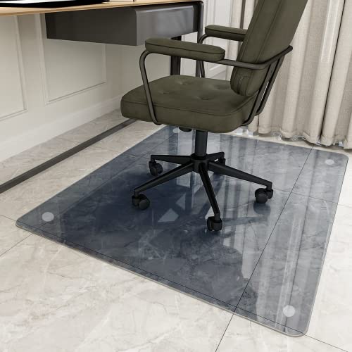 Easly 46" x 55" Chair Mat for Carpet - Office Chair Mat - Tempered Glass Floor Mat for Home/Office/Carpet Clear Computer Floor Mat - with 4 Anti-Slip Pads