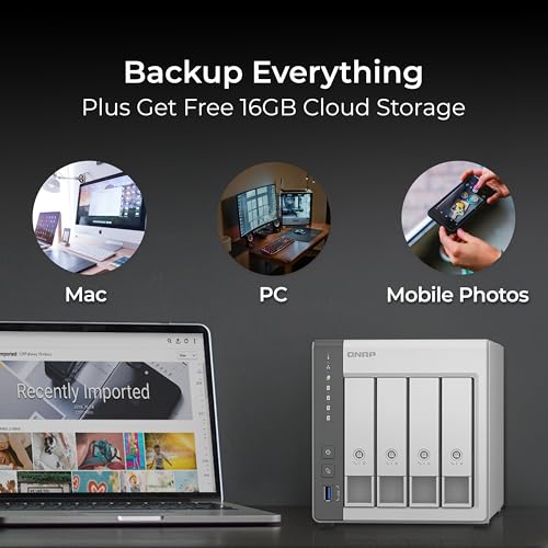 QNAP 4 Bay NAS with 12TB Storage Capacity, Preconfigured RAID 5 Seagate IronWolf Drives Bundle, 2.5GbE Ports (TS-433-4G-44ST-US)