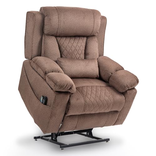 Power Lift Chair Lay Flat Recliner Infinite Position Electric Dual Motor Stand Up Lift Chair with Massage and Heat for Adults,Heavy Duty Recliners with 2 Remote Controls and Two Cup Holders