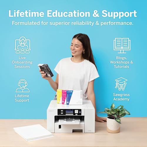Sawgrass SG500 Sublimation Printer Starter Bundle | Includes Professional Dye-Sublimation Printer, SubliJet UHD Inks & TruePix Sublimation Paper | Wi-Fi Connectivity | Create Custom Designs