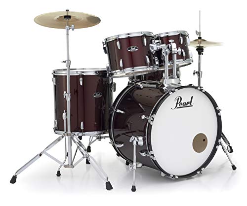 Pearl Roadshow Drum Set 4-Piece Complete Kit with Cymbals and Stands, Charcoal Metallic (RS584C/C706)
