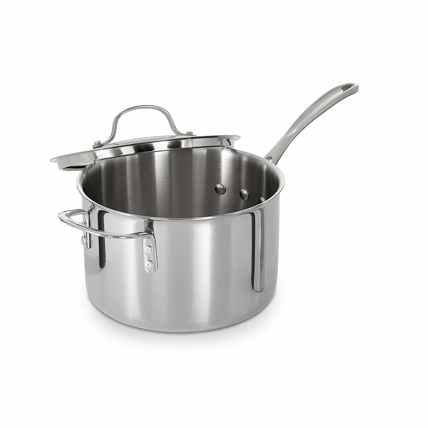Calphalon Tri-Ply Stainless Steel 4-1/2-Quart Sauce Pan with Cover