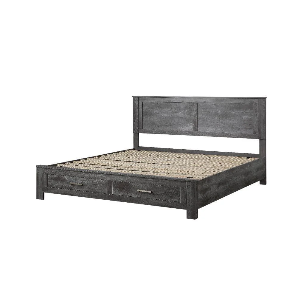 Rustic Gray Oak Eastern King Bed 3PCS Set w/ Storage Acme Vidalia 27327EK-S-3pcs
