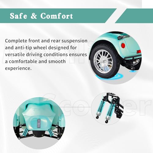 4 Wheel Mobility Scooters for Adults,800W Heavy Duty Powered Mobility Scooters for Seniors, All Terrain Motorized Scooters with Seats for Traveling and Shopping, Remote Key (Red)