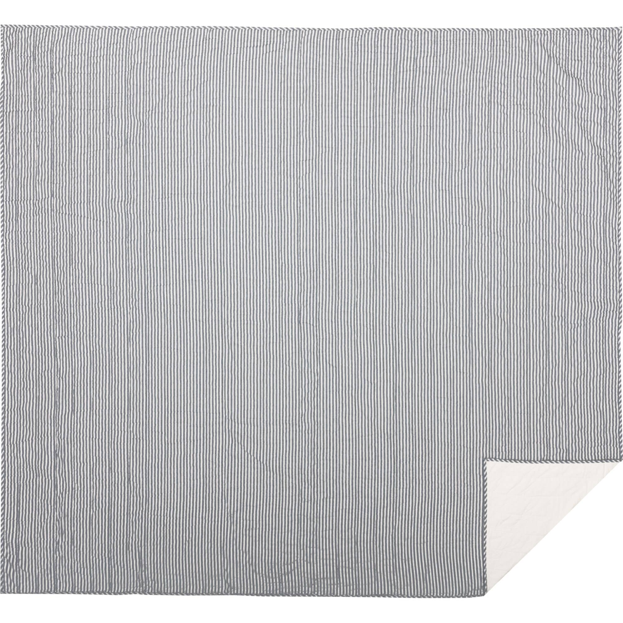 Sawyer Mill Blue Ticking Stripe Queen Quilt Coverlet