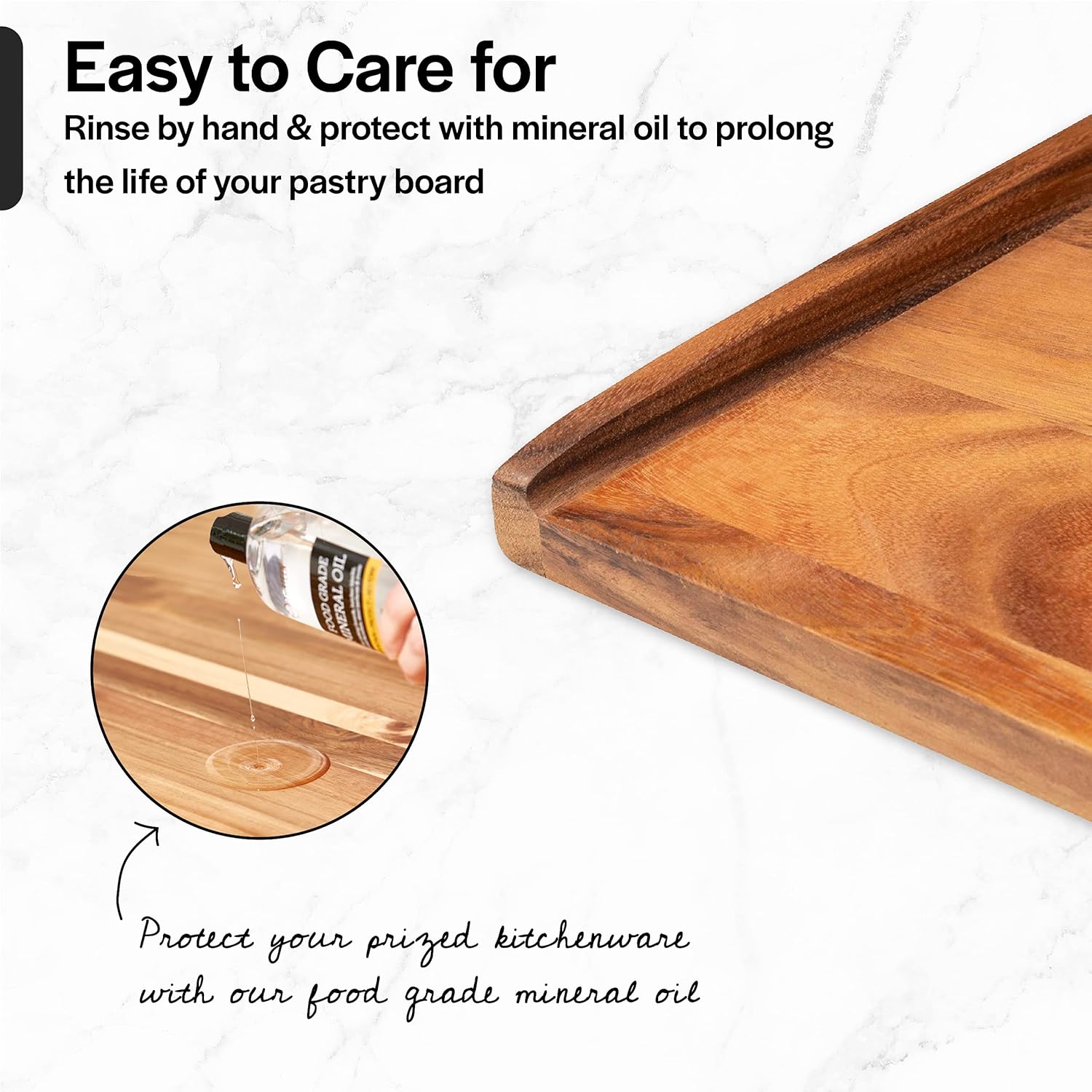 Villa Acacia Wood Pastry Board - Reversible Wooden Boards for Rolling, Cutting & Kneading Pack of 2