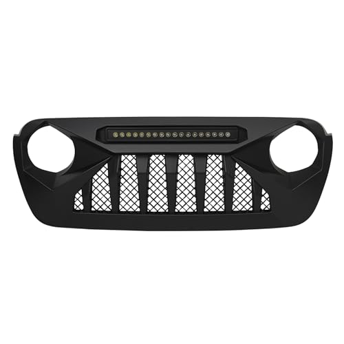 AMERICAN MODIFIED Gladiator Vader Front Grille with Mesh Compatible with Jeep 2018-2023 Wrangler JL and Gladiator JT Models w/o TrailCam