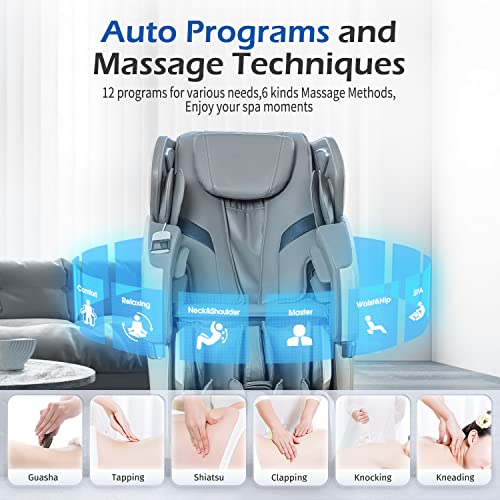 Massage Chair Full Body, Zero Gravity Massage Recliner Sl-Track Massage Chair with Bluetooth Speaker, App Control Heating Body Scan,r 4D Real Relax Massage Recliner Chair for Adults Full Body (White)