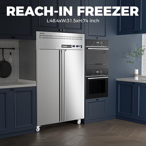 Dual Temp Commercial Refrigerator Upright 72" W, 54 Cu.ft Reach in Commercial Refrigerator and Freezer Combo for Restaurant, Kitchen, Garage, Food Truck, School, Church