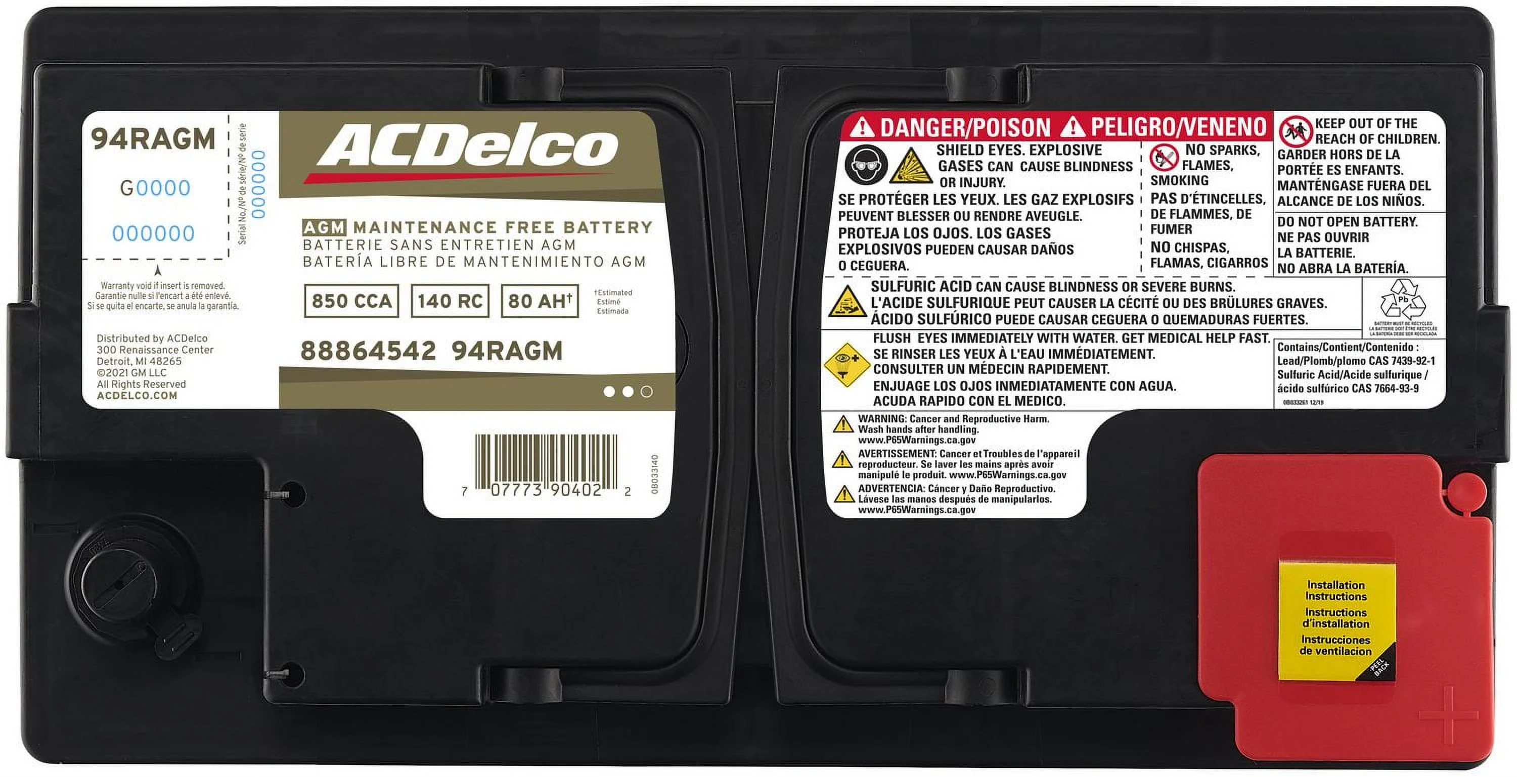 ACDelco AGM Automotive BCI Group 94R Battery 94RAGM