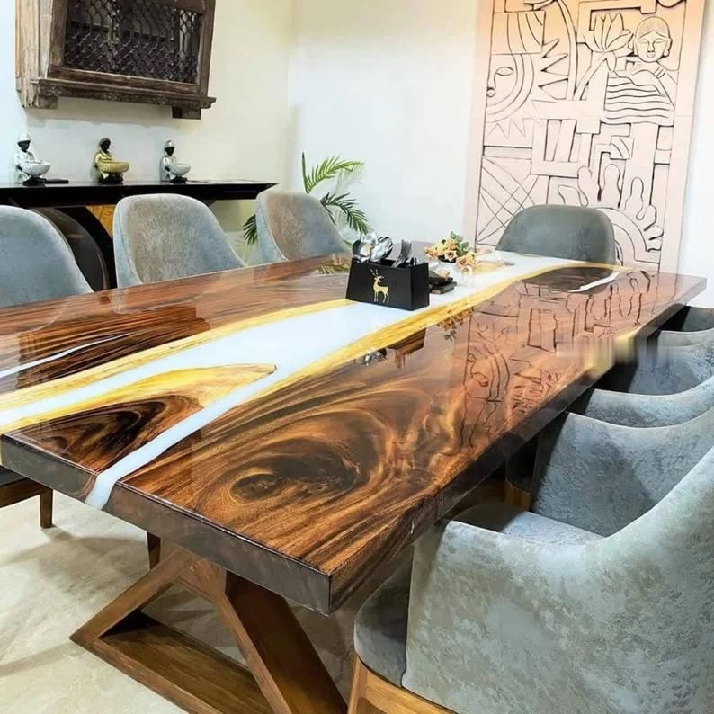 Personalized Large EPOXY Table, Resin Dining Table for 2, 4, 6, 8 River Dining Table Top, Wood Epoxy Coffee Table Top (without Stand, 36 x 24inches)