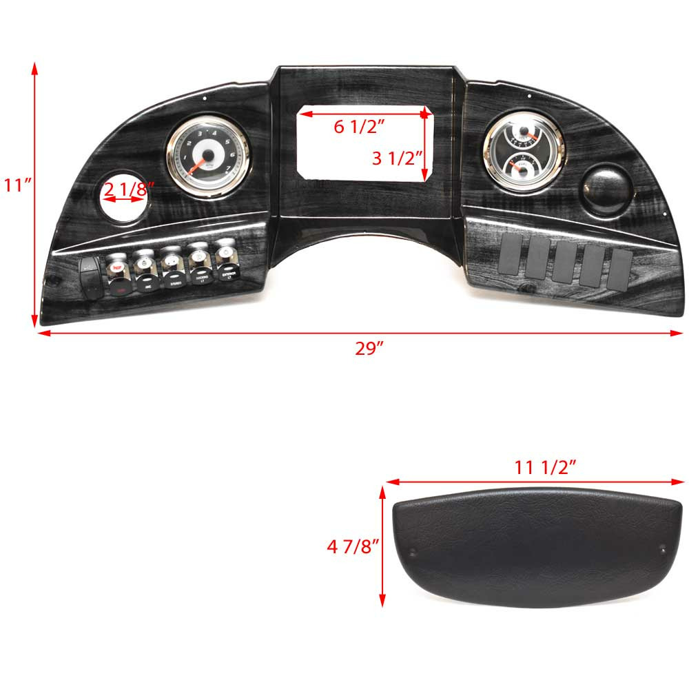 Avalon Pontoon Boat Gauge Panel 125745 | Gray Woodgrain