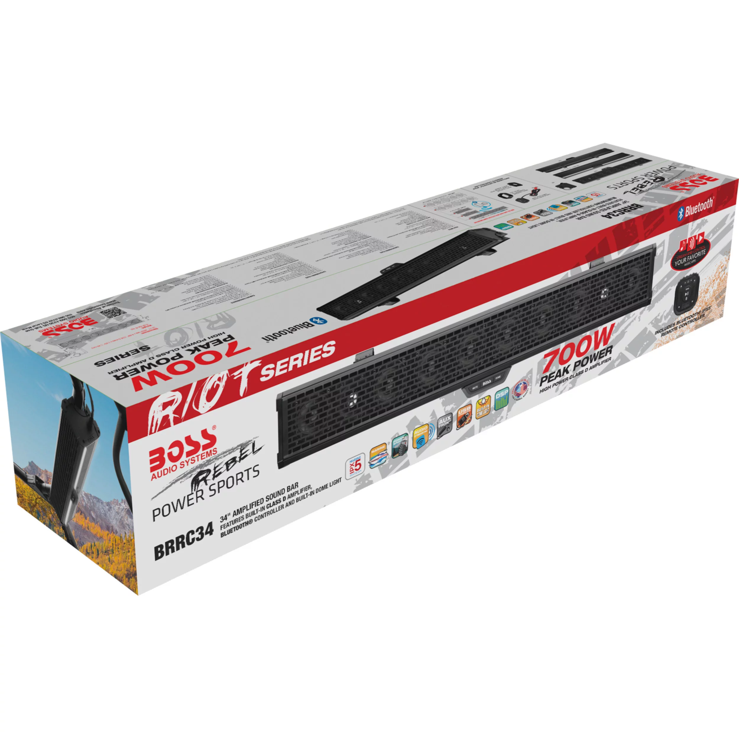 BOSS Audio Systems BRRC34 34 Inch Amplified Sound Bar Sound System with Bluetooth Remote Controller
