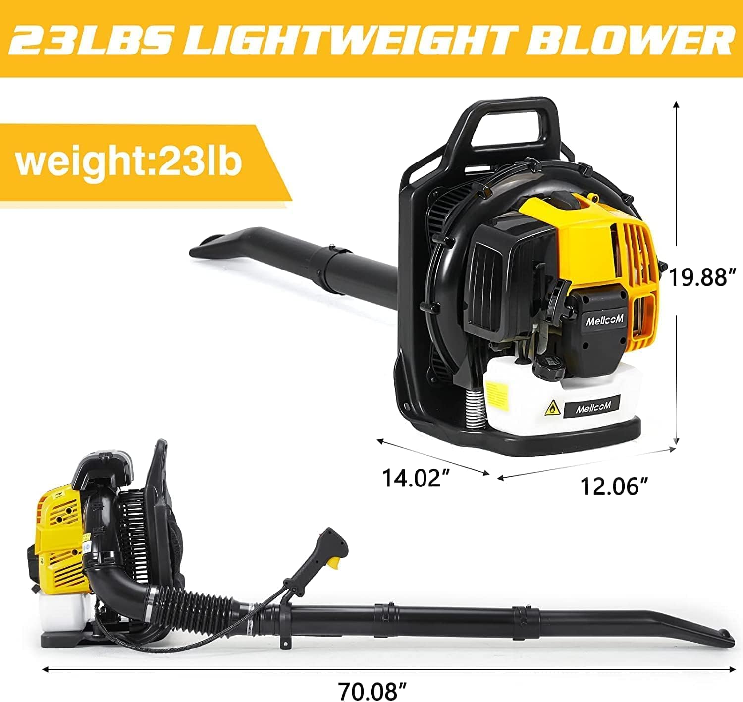 DNYKER Backpack Leaf Blower, 52cc 2-Cycle Gas Leaf Blower, 650 CFM Cordless Handheld Leaf Blower with Nozzle Extension for Lawn Care, Snow Debris and Dust Removal