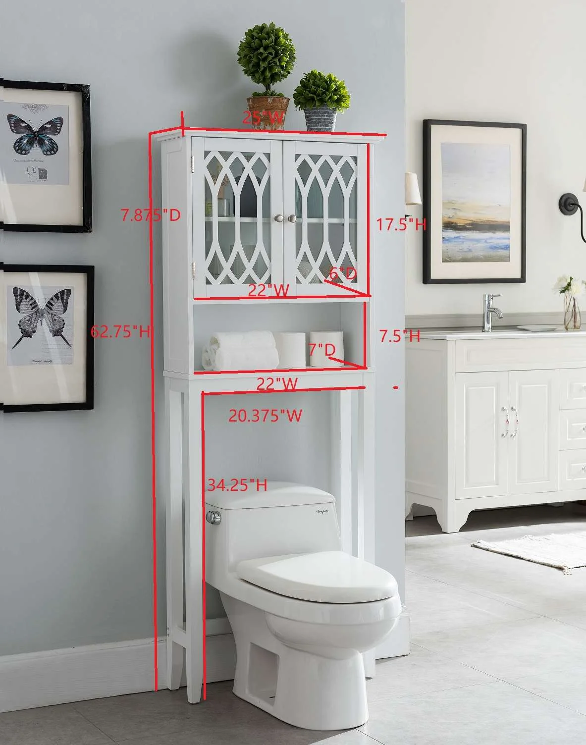 Kings Brand Furniture Over the Toilet Bathroom Storage Cabinet Space Saver, White
