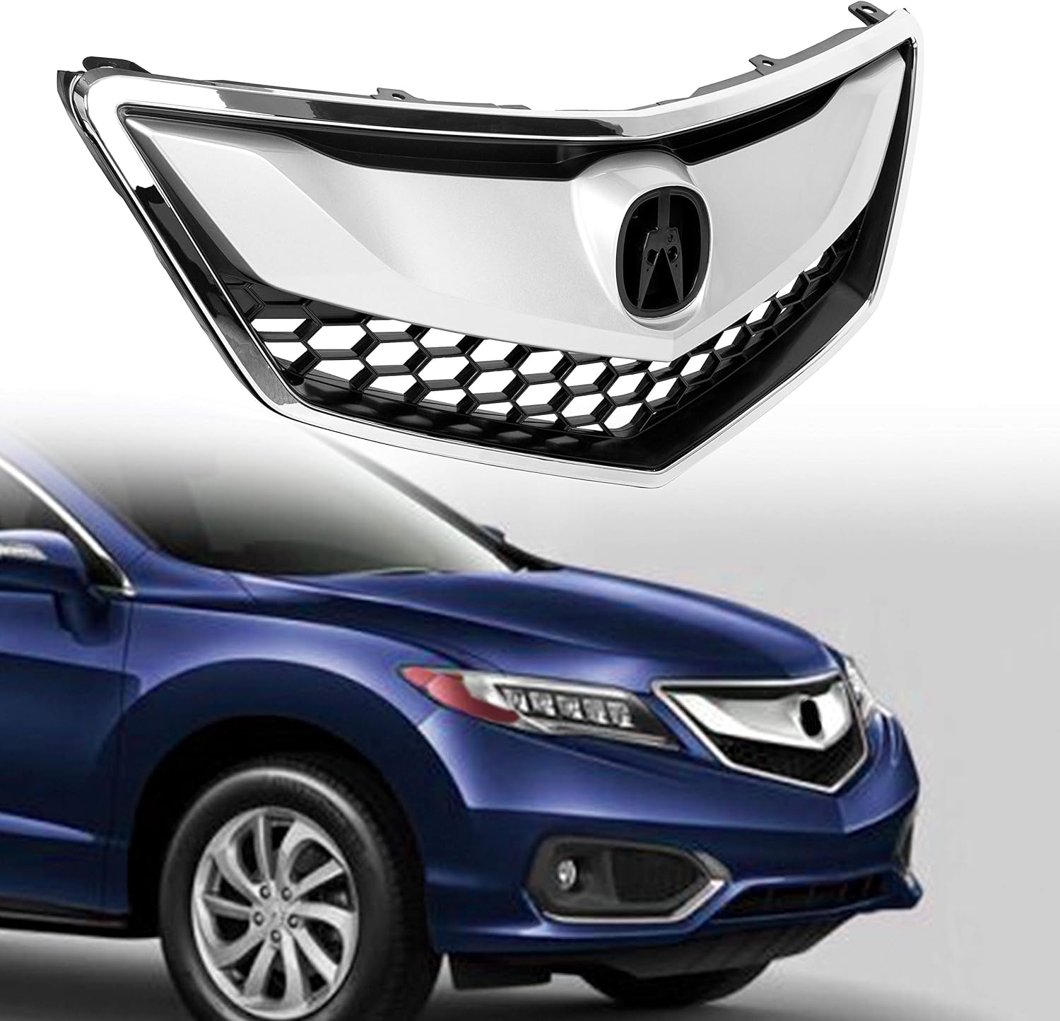 HECASA Front Grille Compatible With 2016-2018 Acura RDX Front Bumper Mesh Grille Cover Trim Replacement for AC1200128 71121TX4A51