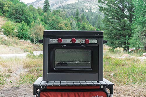 Camp Chef Deluxe Outdoor Camp Oven - Stainless Steel, Insulated Oven Box, Matchless Ignition - Charcoal Gray (COVEND)