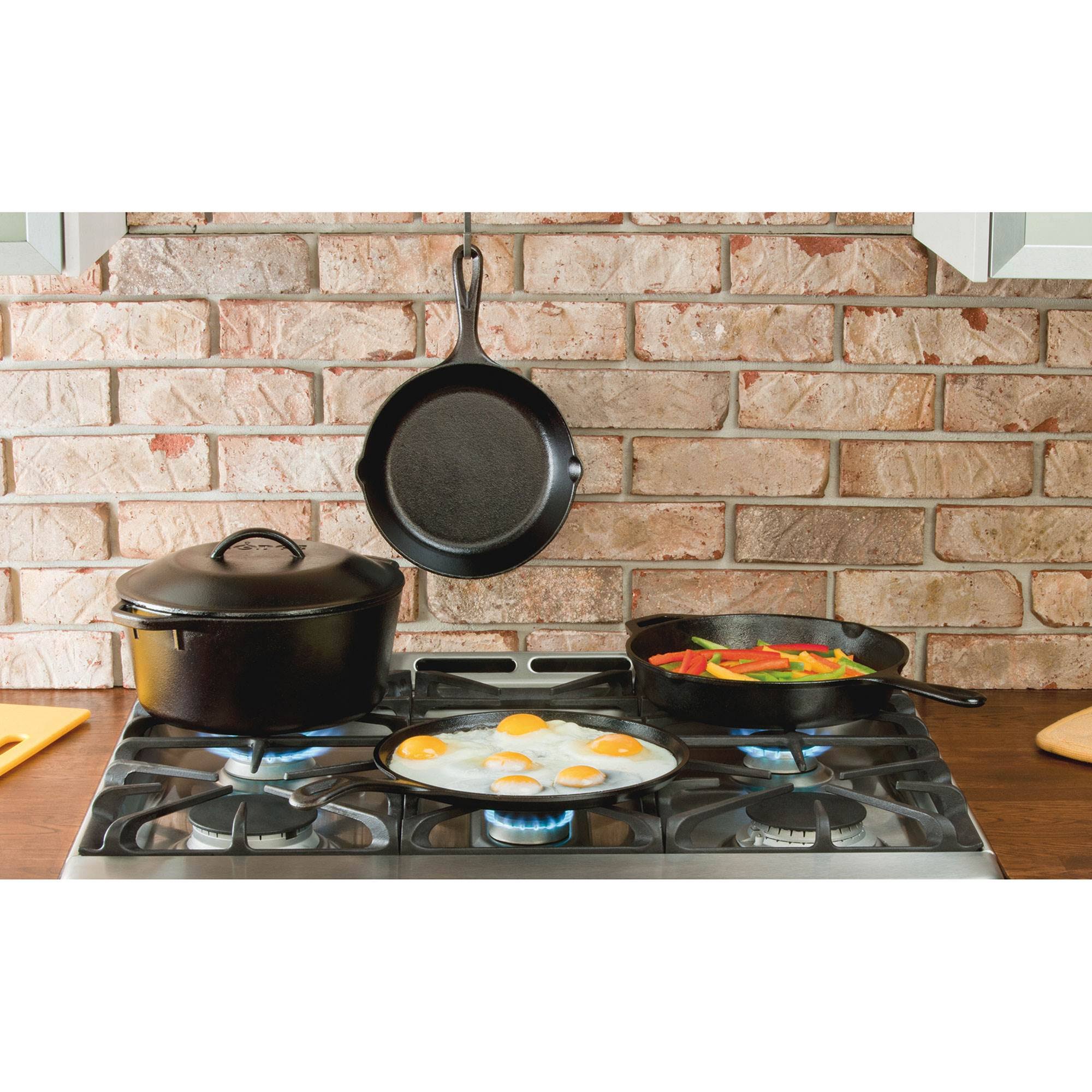 Lodge 5-Piece Pre-Seasoned Cast-Iron Cookware Set, Black