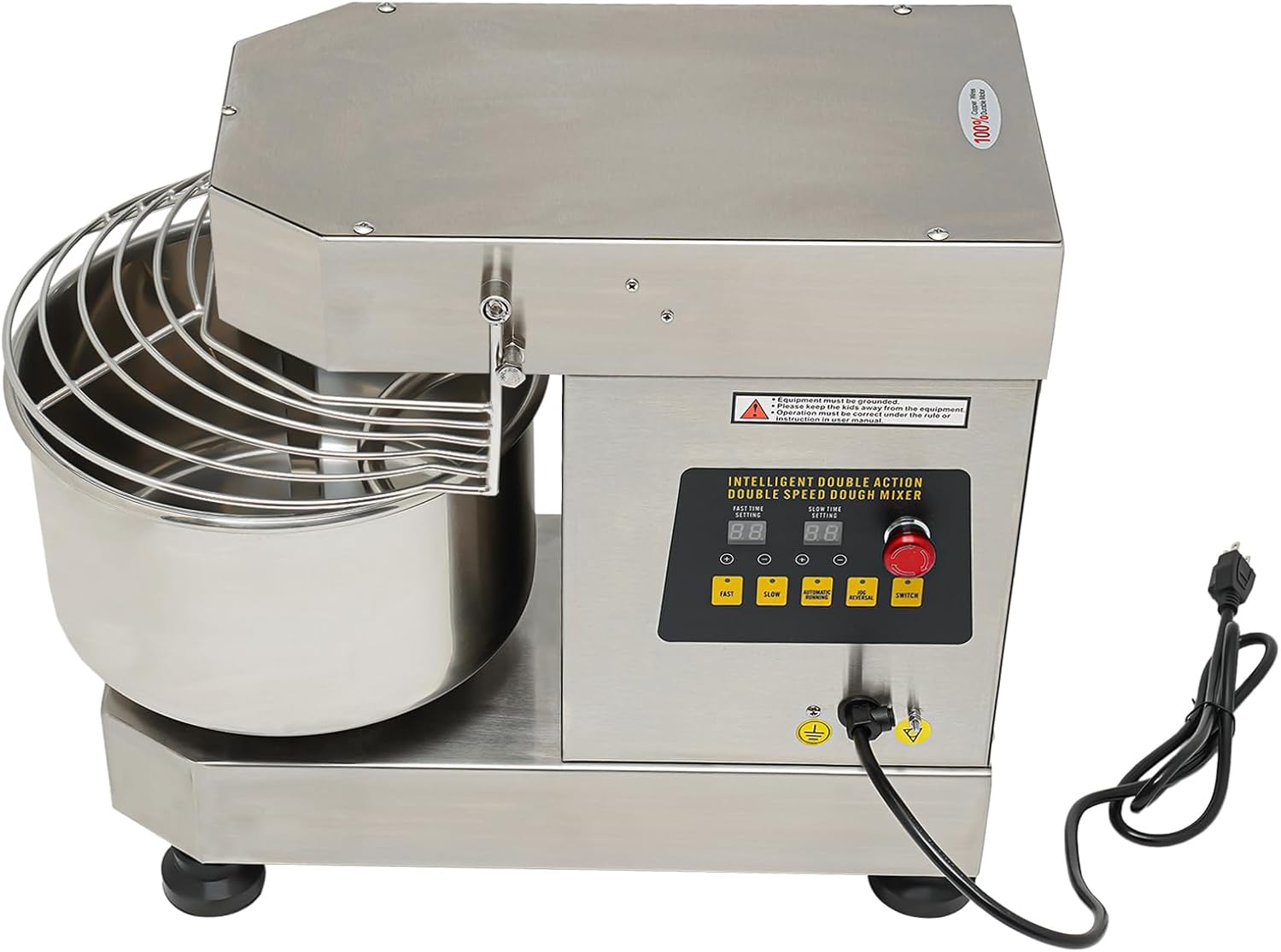 Commercial Food Mixer, 2 Speeds Electric Intelligent Mixer 12Qt Pizza Dough Machine 750W Flour Mixer Kitchen Kneading Machine for Domestic Commercial