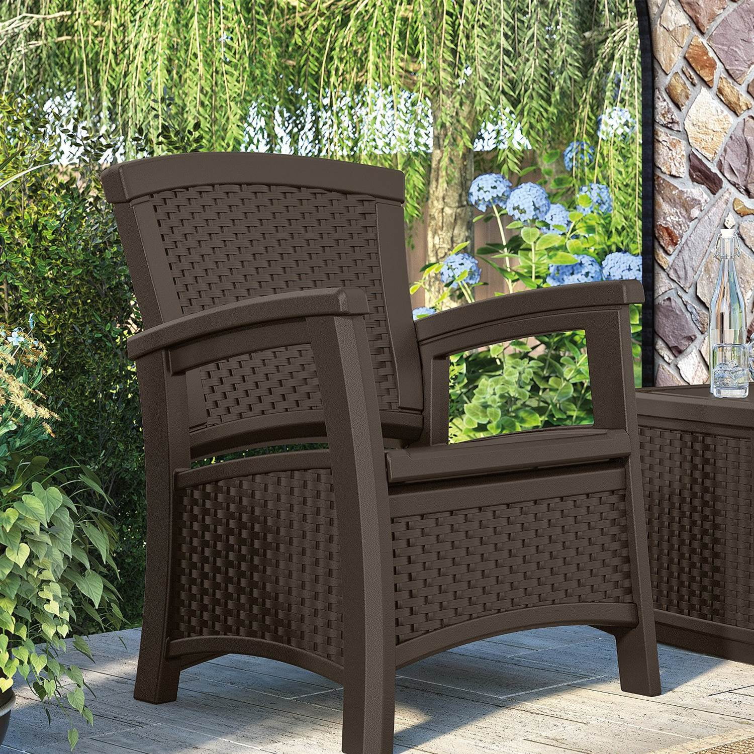 Suncast Elements Resin Individual Club Chair with Storage, Java