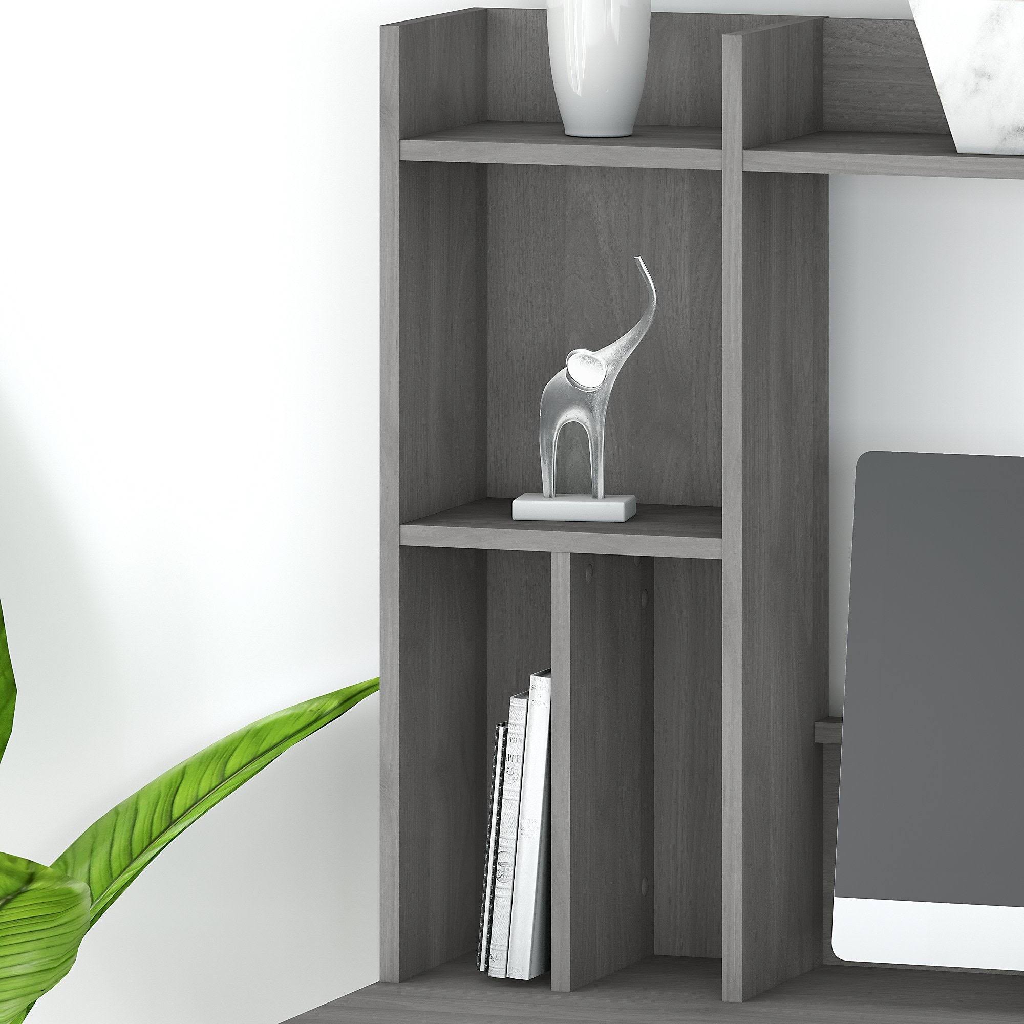 kathy ireland Home Madison Avenue - Desk - with hutch - L-shaped - modern gray