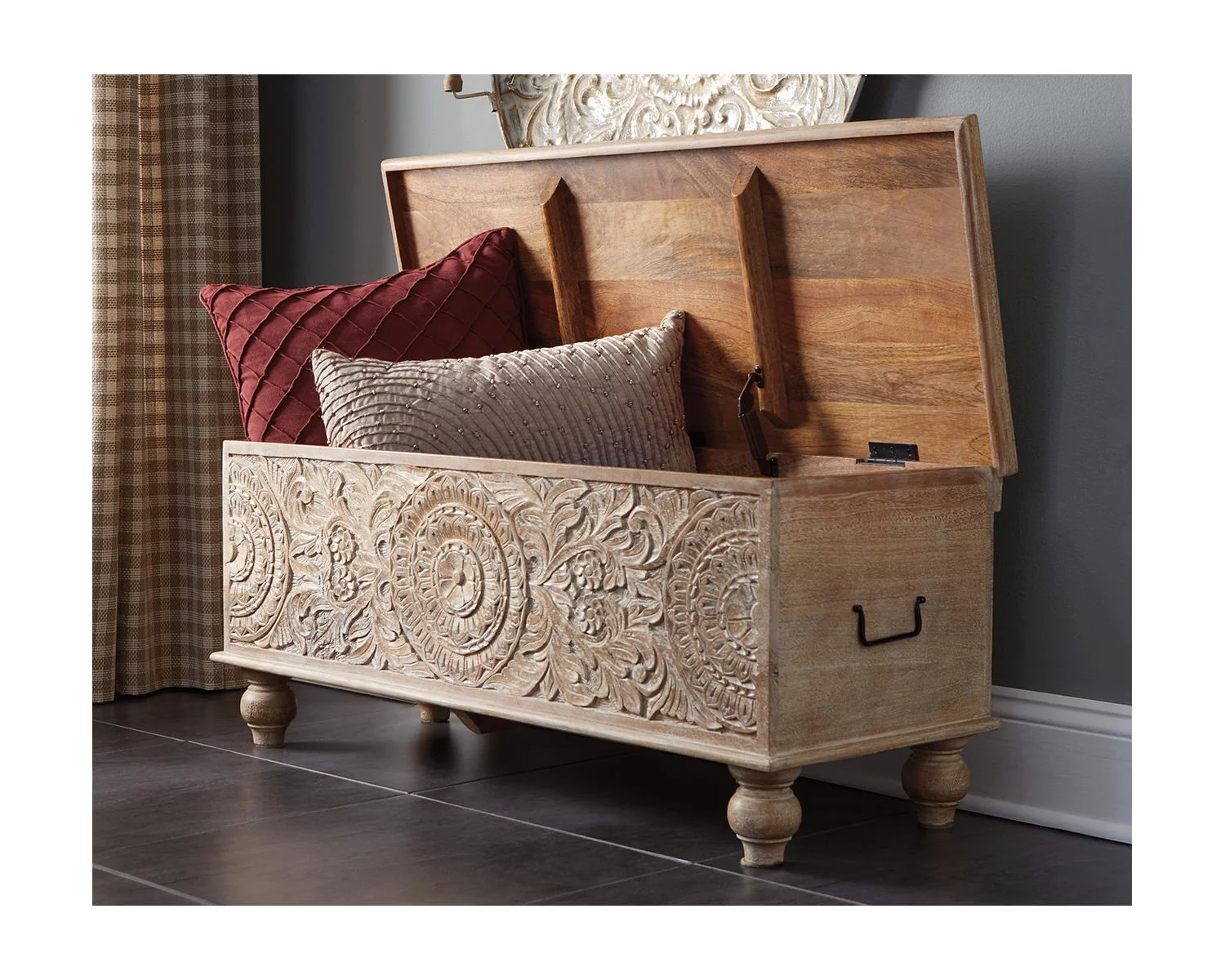 Signature Design by Ashley Casual Fossil Ridge Storage Bench  Beige