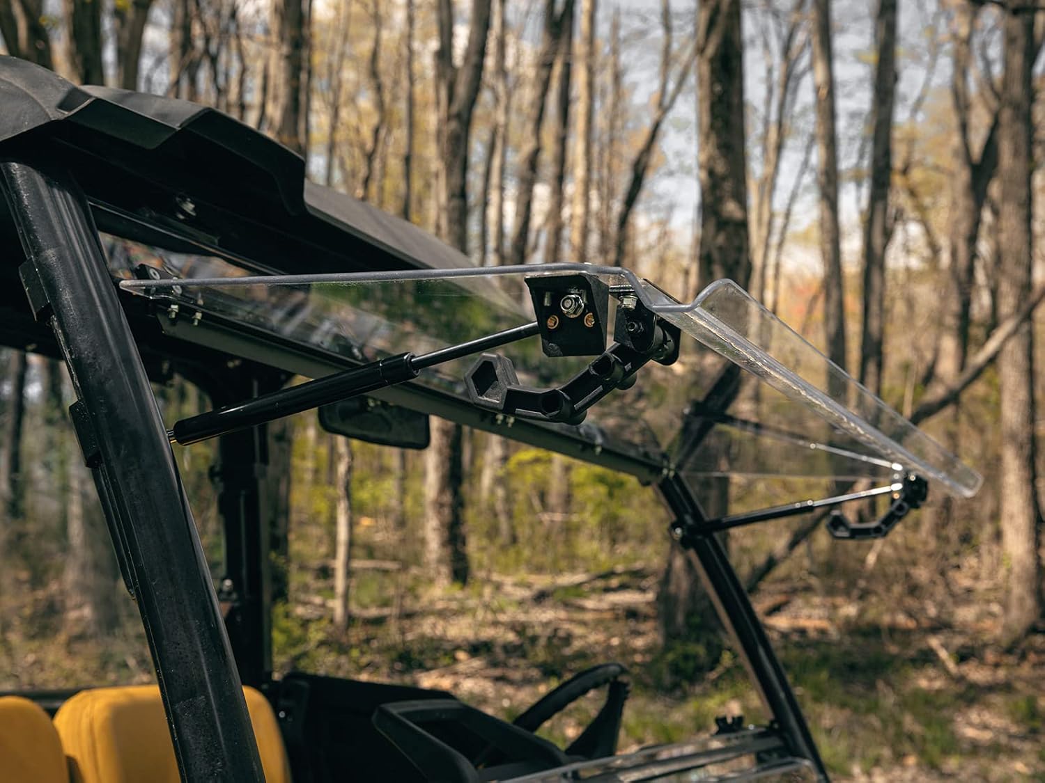 SuperATV Heavy Duty Scratch Resistant Flip Windshield for 2018+ John Deere Gator XUV 835E / 835M | 1/4 Thick Polycarbonate That is 25X Stronger Than Glass | USA Made!