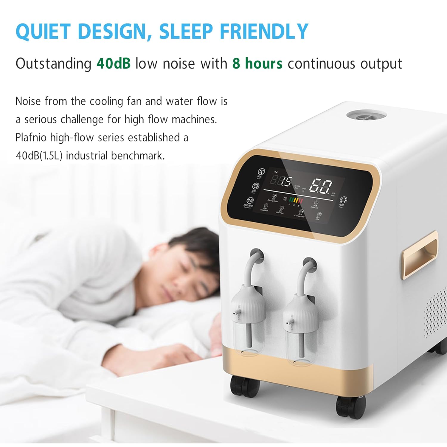 Hydrogen Inhalation Machine HO-Mixed 1500mL/min Browns Gas Inhaler, Hydrogen Water Generator, Clinical High-Purity OxyHydrogen 8-Hours Quiet Model XQ-11