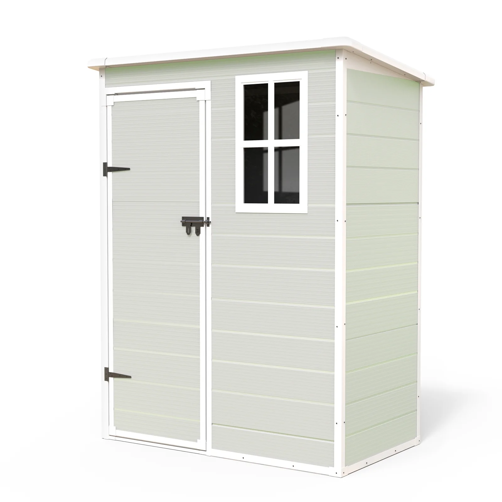 ECOPATIO Outdoor Storage Shed 5x3 FT, Resin Garden Shed for Bike, Garbage Can, Tool, Plastic Outside Sheds & Outdoor Storage Storage Box with Lockable Door for Backyard, Patio, Lawn, Sandstone