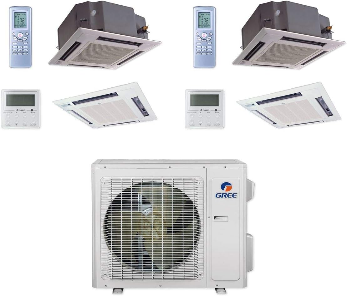 Gree MULTI24CCAS205-24,000 BTU Multi21+ Dual-Zone Ceiling Cassette Mini Split Air Conditioner Heat Pump 208-230V (18-18)