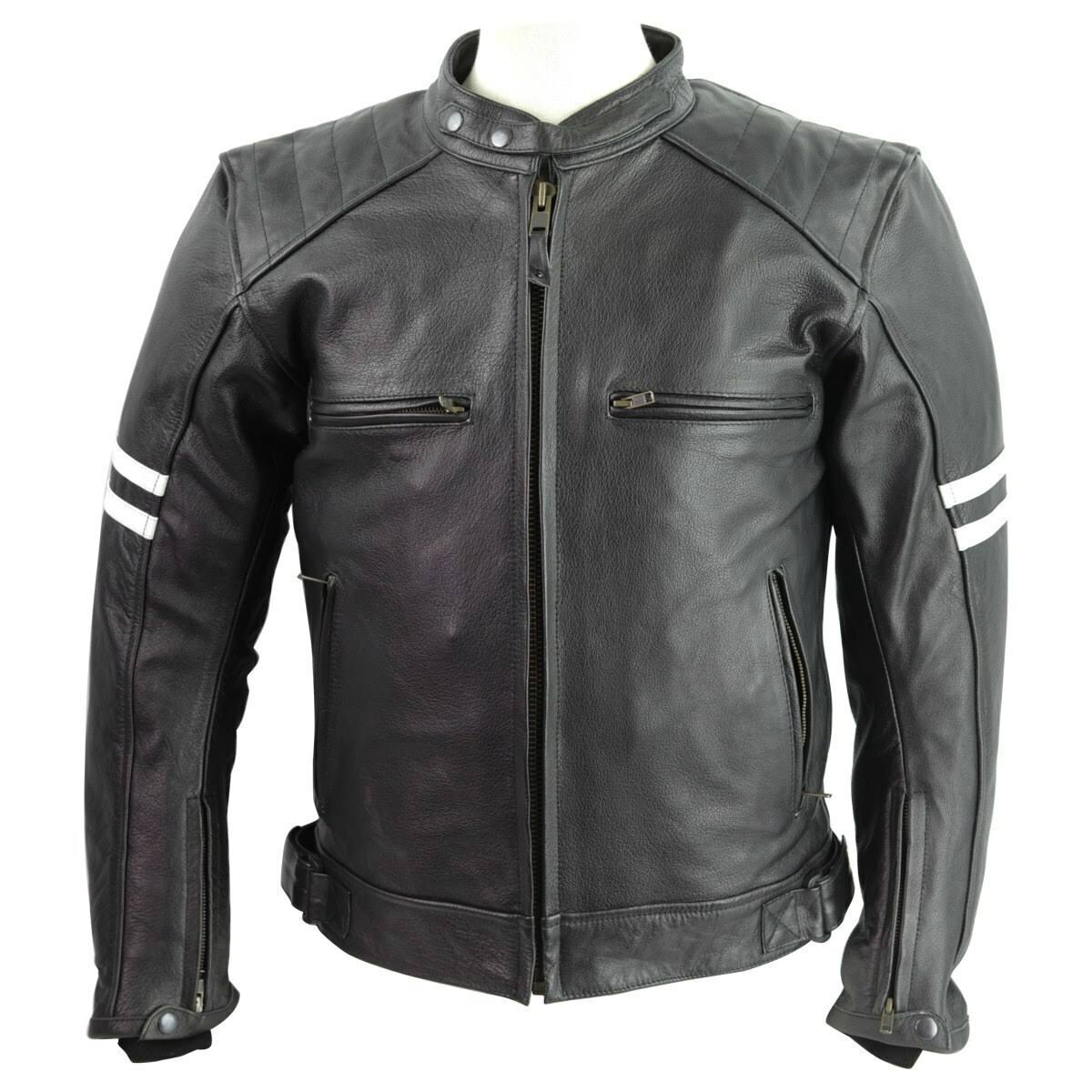 High Mileage HMM537 Mens Dual Conceal Carry Vented Sport Style Cowhide Leather Biker Motorcycle Riding Jacket Black 2XL