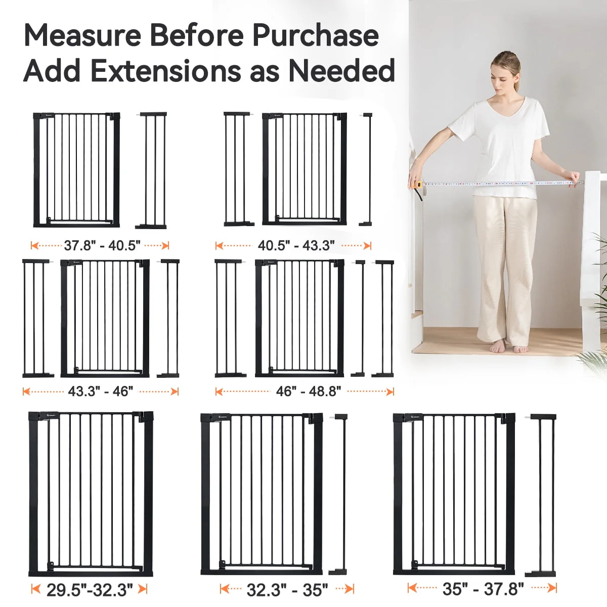 Baby Gate, 36'' Extra Tall 29.5-48.8'' Wide Toddler Gates for Doorway Stairs