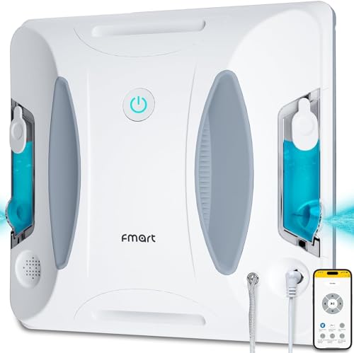 FMART Window Cleaner Robot Double-Sided Spray Water, 3800Pa Strong Suction Smart Window Cleaning Robot, APP&Remote Control Robot Suitable for Outdoor/Indoor High Rise Windows